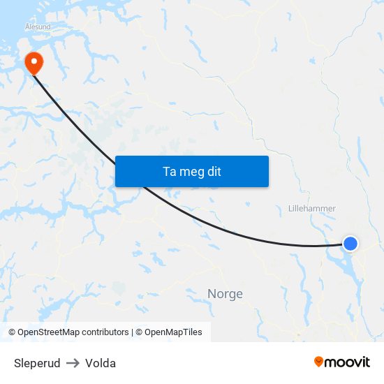 Sleperud to Volda map