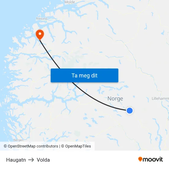 Haugatn to Volda map
