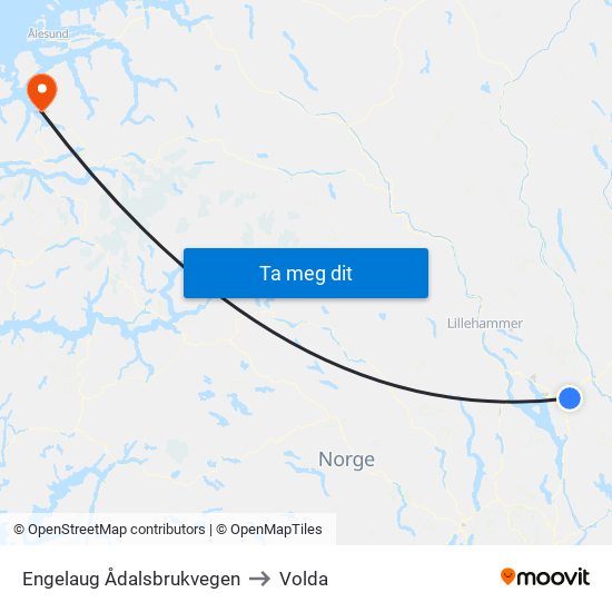 Engelaug Ådalsbrukvegen to Volda map