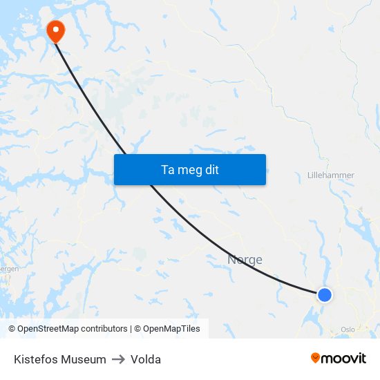 Kistefos Museum to Volda map