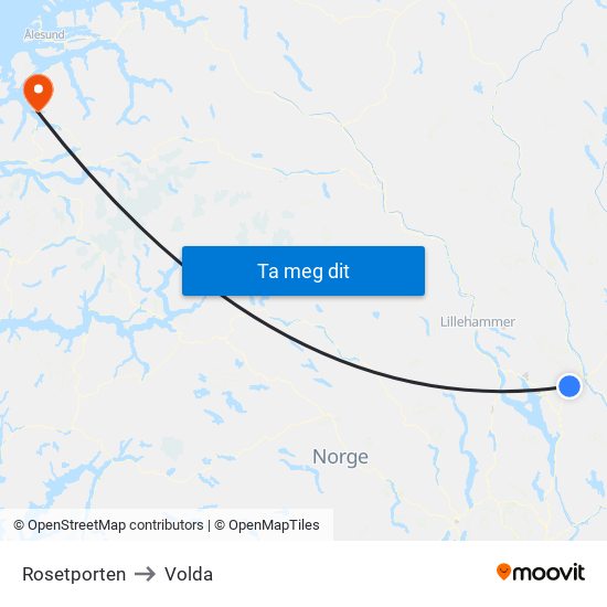 Rosetporten to Volda map