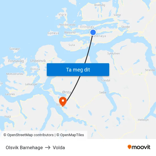 Olsvik Barnehage to Volda map