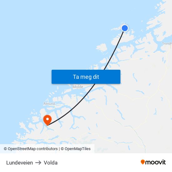 Lundeveien to Volda map