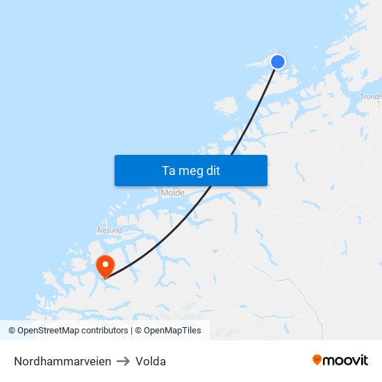 Nordhammarveien to Volda map
