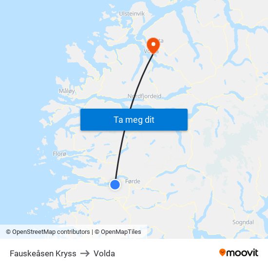 Fauskeåsen Kryss to Volda map