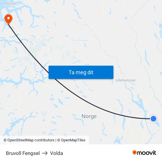 Bruvoll Fengsel to Volda map