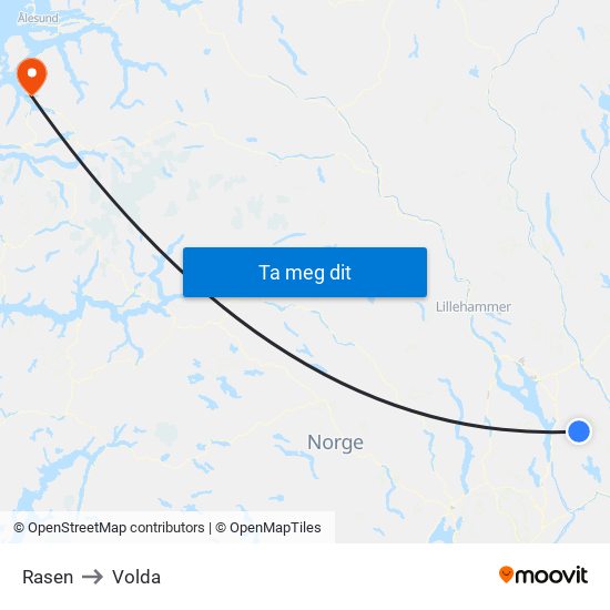 Rasen to Volda map