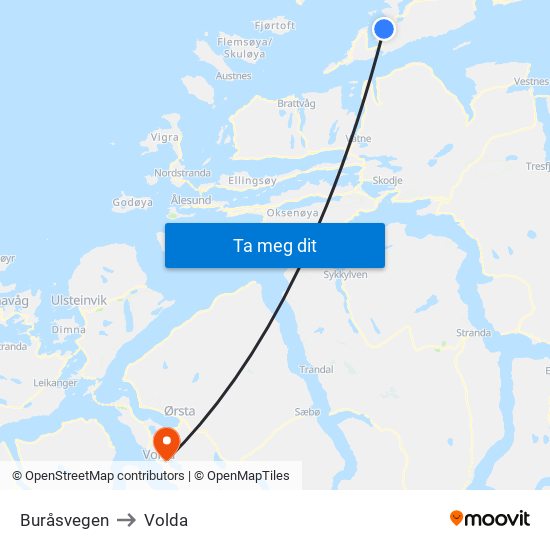 Buråsvegen to Volda map