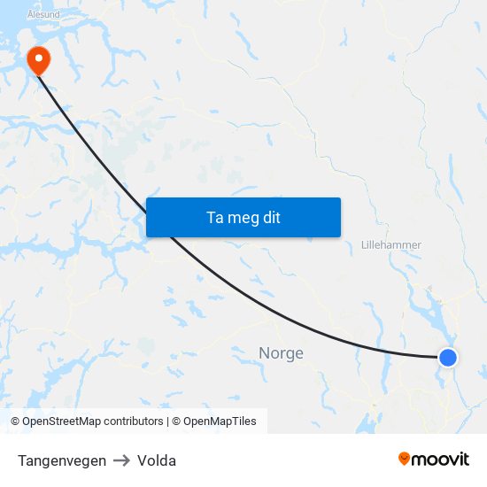 Tangenvegen to Volda map