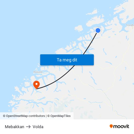 Mebakkan to Volda map