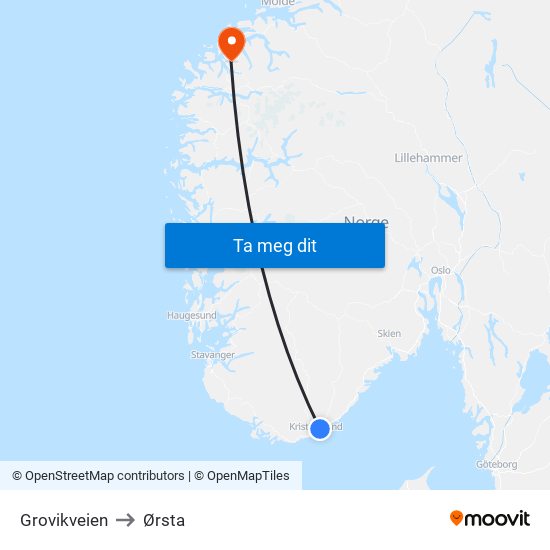 Grovikveien to Ørsta map