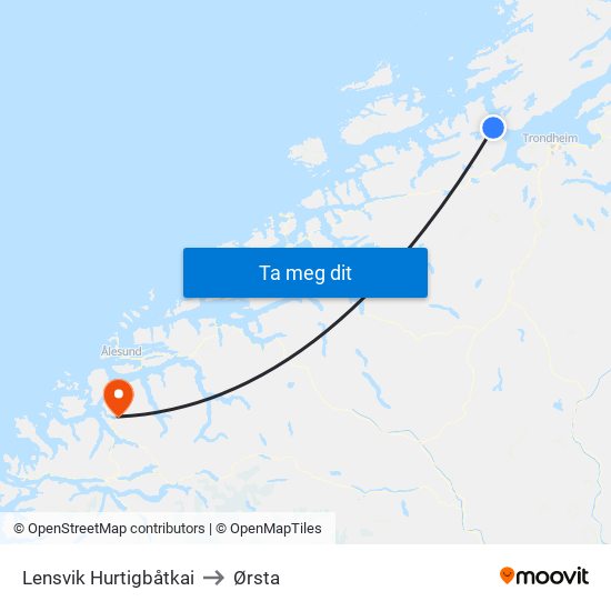 Lensvik Hurtigbåtkai to Ørsta map