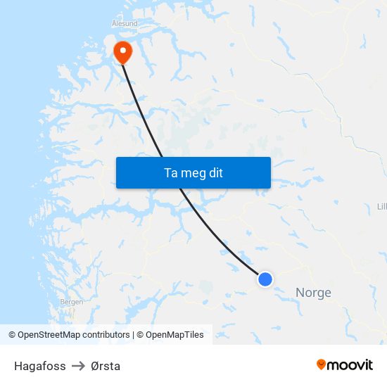 Hagafoss to Ørsta map
