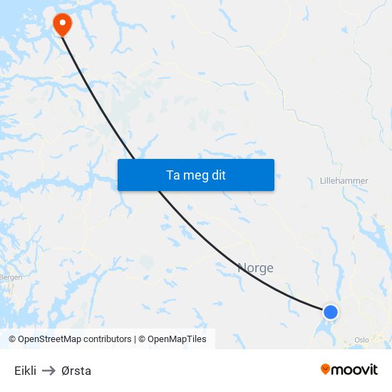 Eikli to Ørsta map