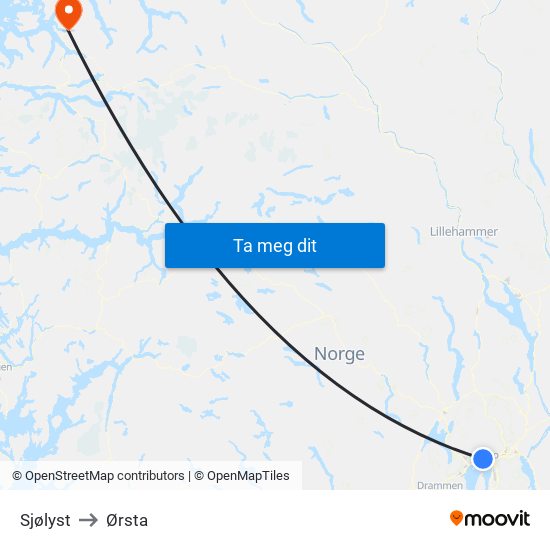 Sjølyst to Ørsta map