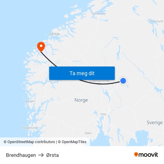 Brendhaugen to Ørsta map