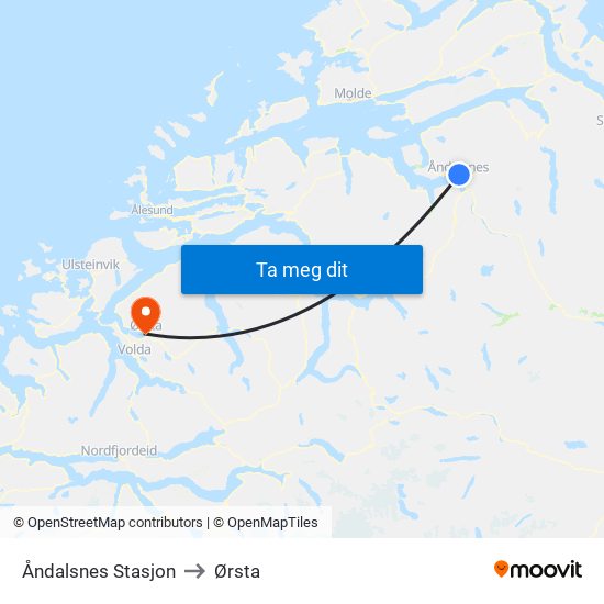 Åndalsnes Stasjon to Ørsta map