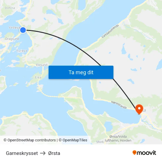 Garneskrysset to Ørsta map