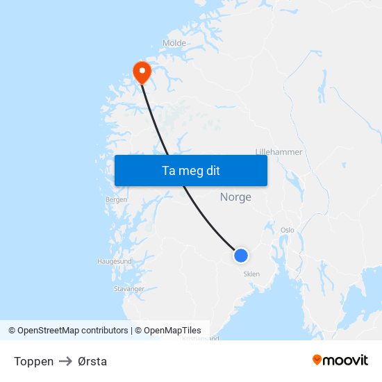Toppen to Ørsta map