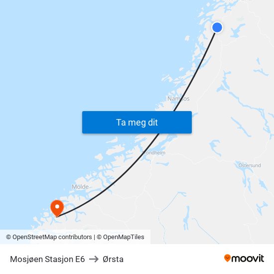 Mosjøen Stasjon E6 to Ørsta map