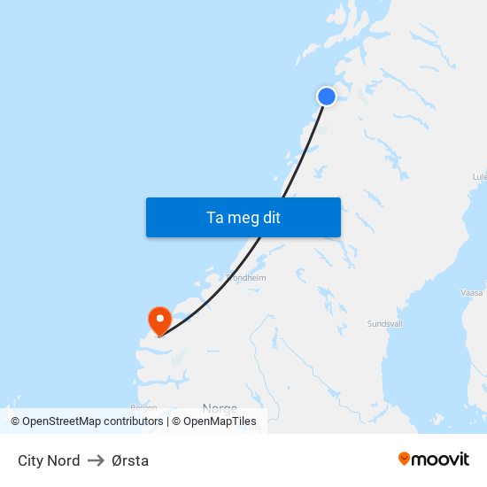 City Nord to Ørsta map