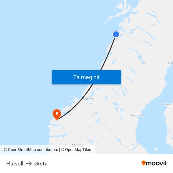 Flatvoll to Ørsta map