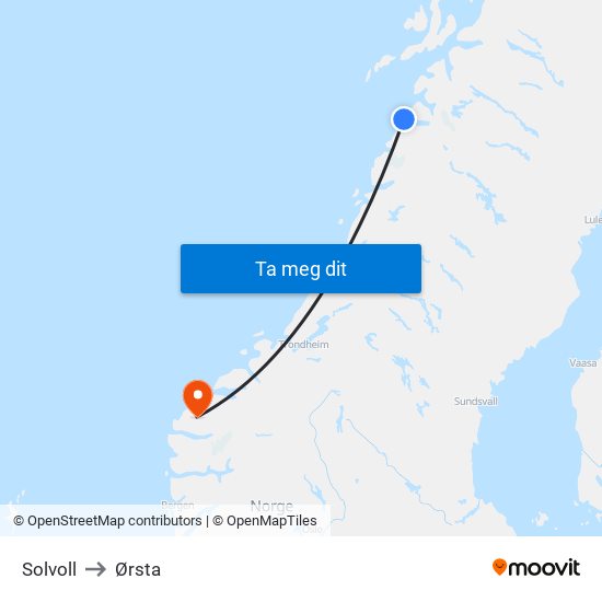 Solvoll to Ørsta map