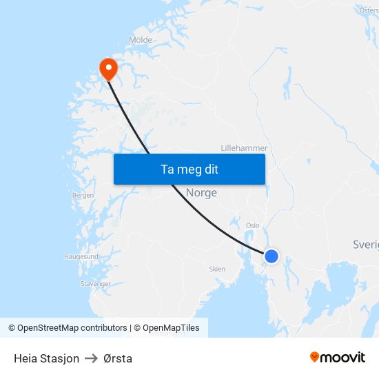 Heia Stasjon to Ørsta map
