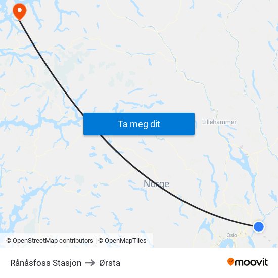 Rånåsfoss Stasjon to Ørsta map