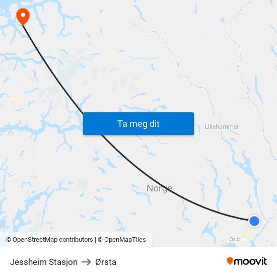 Jessheim Stasjon to Ørsta map
