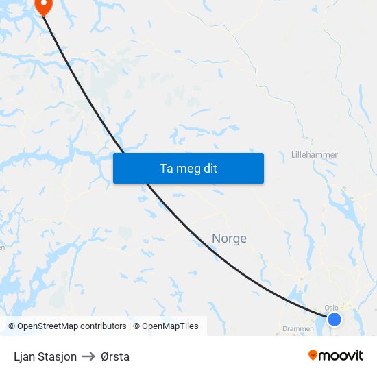 Ljan Stasjon to Ørsta map