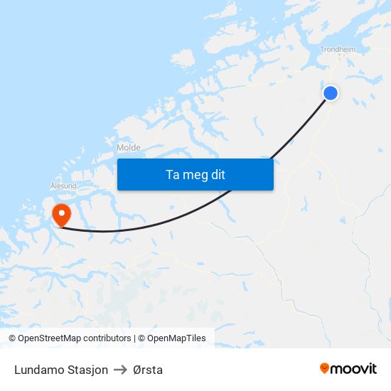 Lundamo Stasjon to Ørsta map