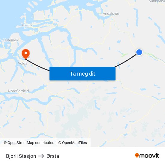 Bjorli Stasjon to Ørsta map
