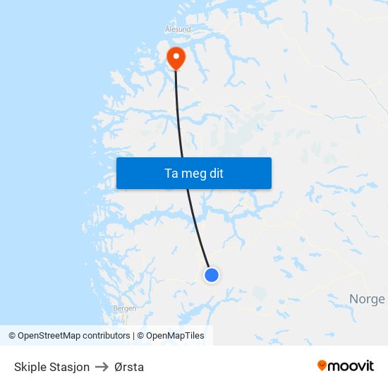 Skiple Stasjon to Ørsta map