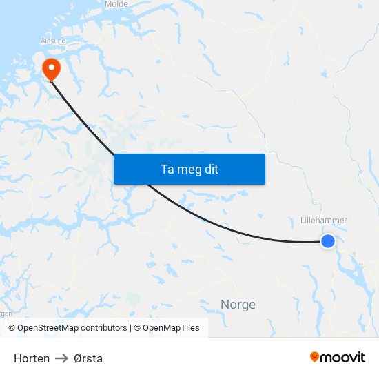 Horten to Ørsta map