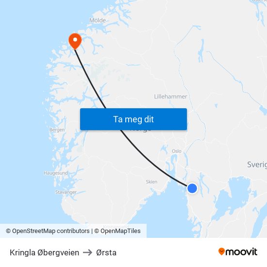 Kringla Øbergveien to Ørsta map