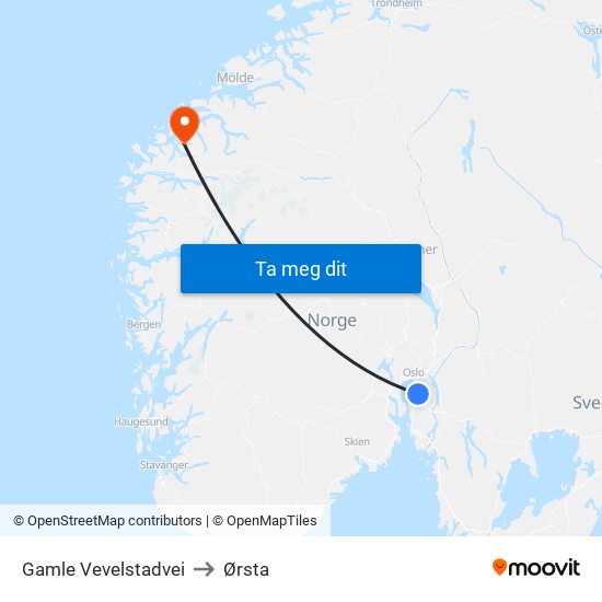 Gamle Vevelstadvei to Ørsta map