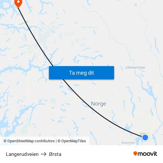 Langerudveien to Ørsta map