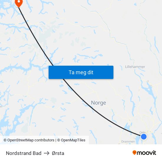 Nordstrand Bad to Ørsta map