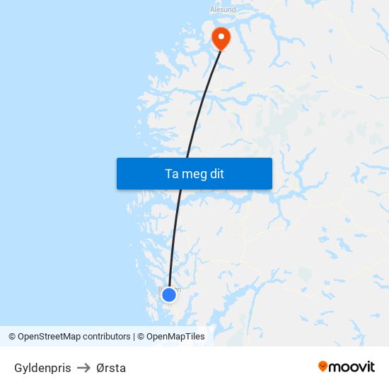 Gyldenpris to Ørsta map