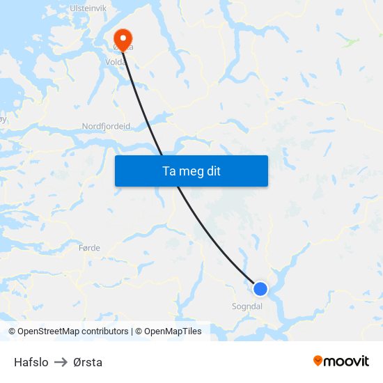 Hafslo to Ørsta map