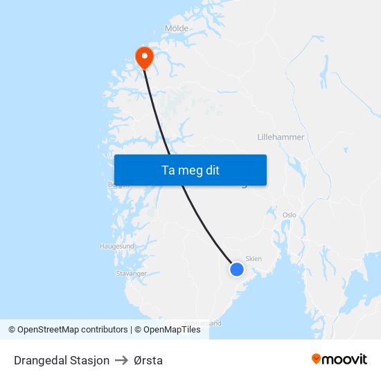 Drangedal Stasjon to Ørsta map