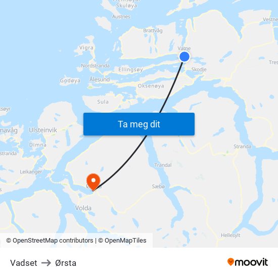 Vadset to Ørsta map