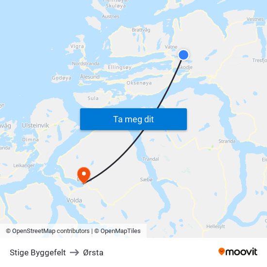 Stige Byggefelt to Ørsta map