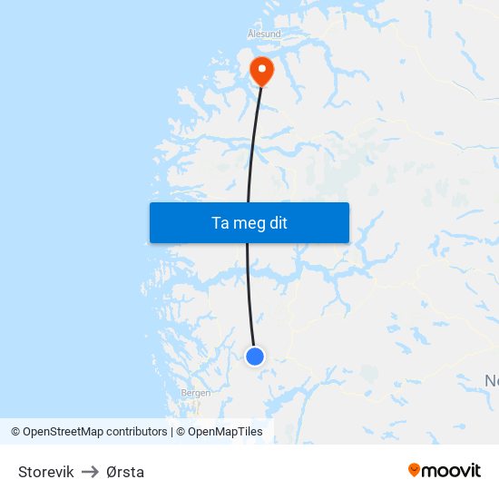 Storevik to Ørsta map