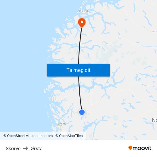 Skorve to Ørsta map