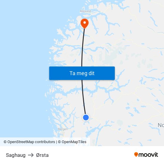 Saghaug to Ørsta map