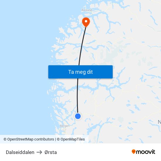 Dalseiddalen to Ørsta map
