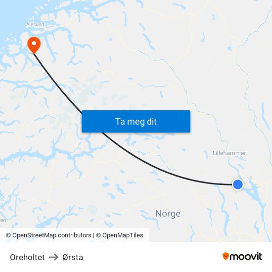 Oreholtet to Ørsta map