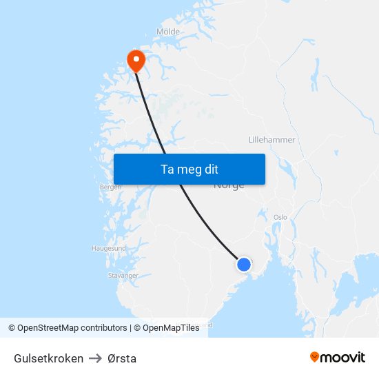 Gulsetkroken to Ørsta map
